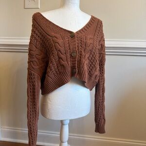 Aeropostale Warm Burnt orange  Cable Knit Cardigan